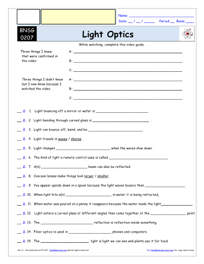 Get Bill Nye Light And Color Worksheet PNG Sutewo