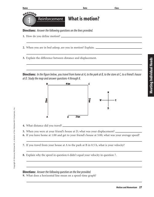Glencoe Mcgraw Hill Physical Science Worksheets Answers Chapter 3