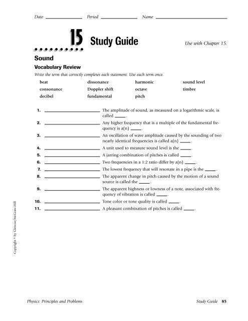 Glencoe Physics Principles And Problems Chapter 15 Study Guide Answers