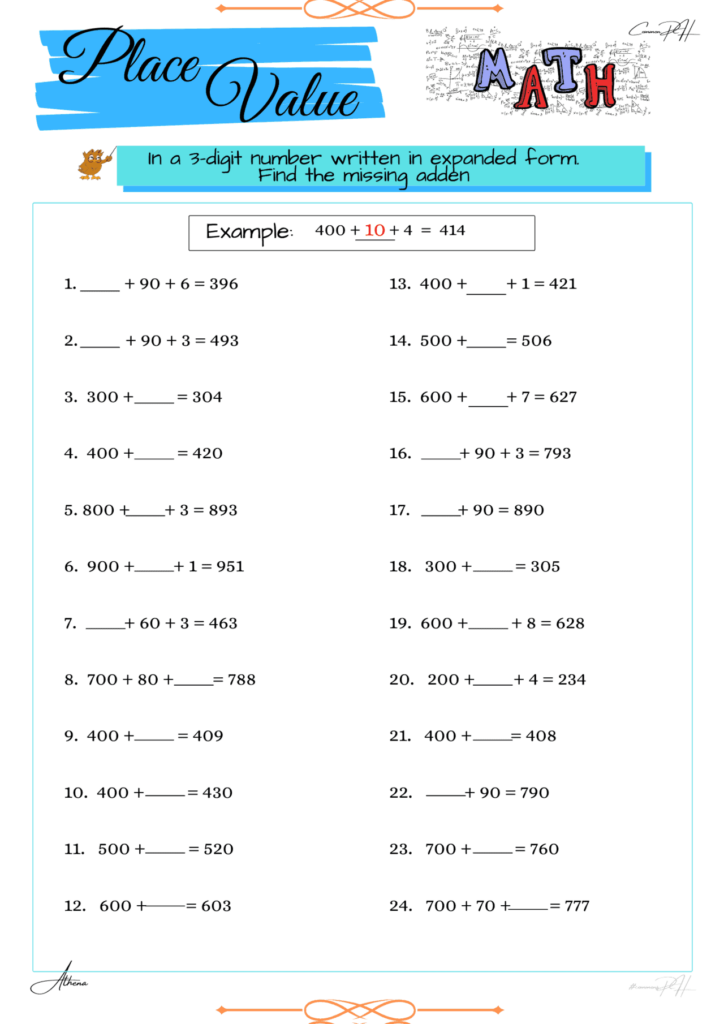 Grade 3 Math Activity Sheets Place Value 3 Digit Education PH