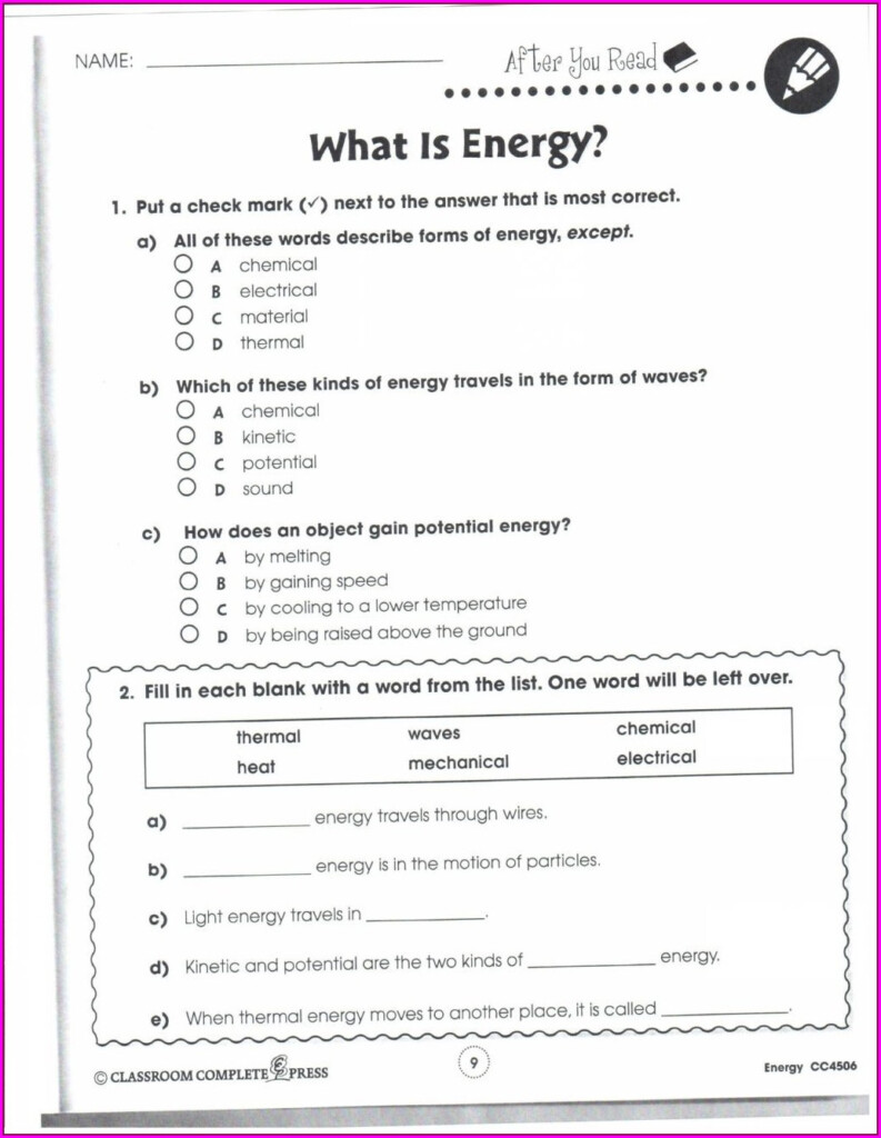 Grade 4 Science Worksheets Electricity Worksheet Resume Examples 