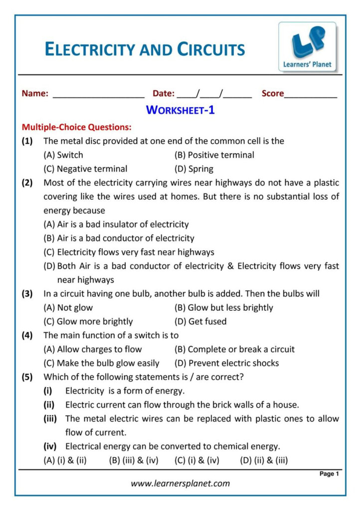 Grade 6 Science Olympiad Electricity Circuits Worksheet 2 Magazine