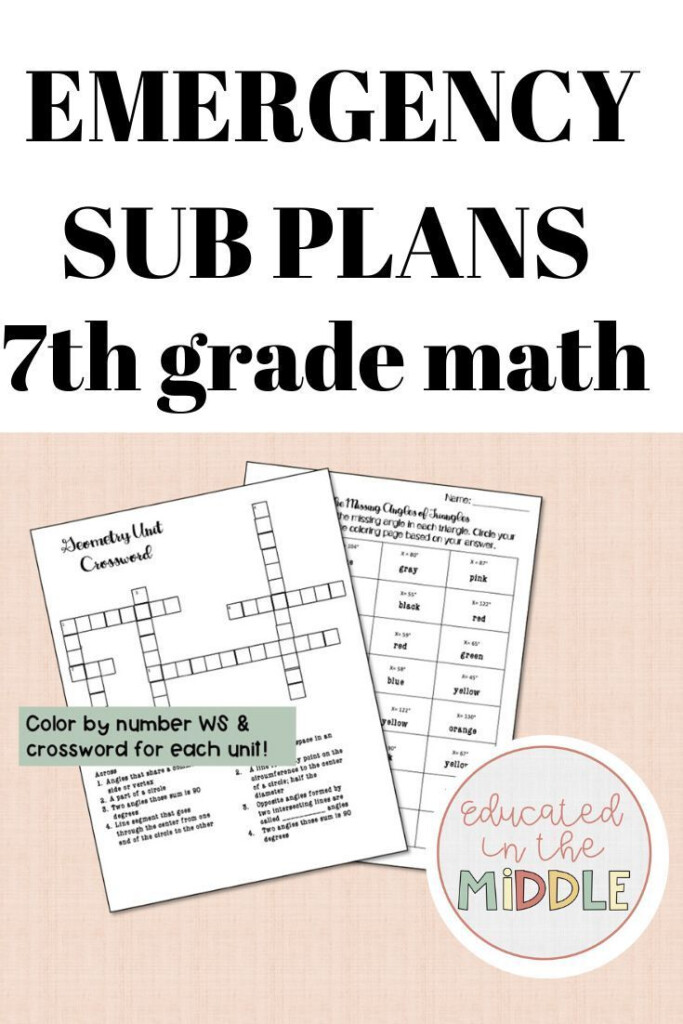 Grade Emergency Sub Emergency Sub Plans 7th Grade Math Middle 