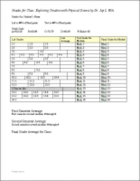 Grade Sheet For Exploring Creation With Physical Science Link Also 