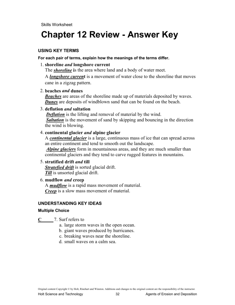 Holt Earth Science Directed Reading Answer Key Chapter 8 Riz Books