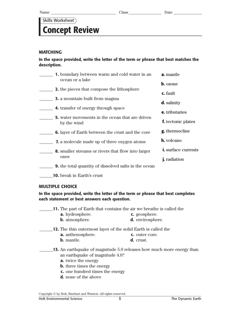 Holt Earth Science Directed Reading Workbook Answers The Earth Images