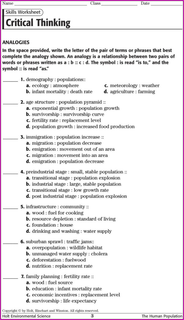 Holt Environmental Science Skills Worksheet Answer Key Worksheet 