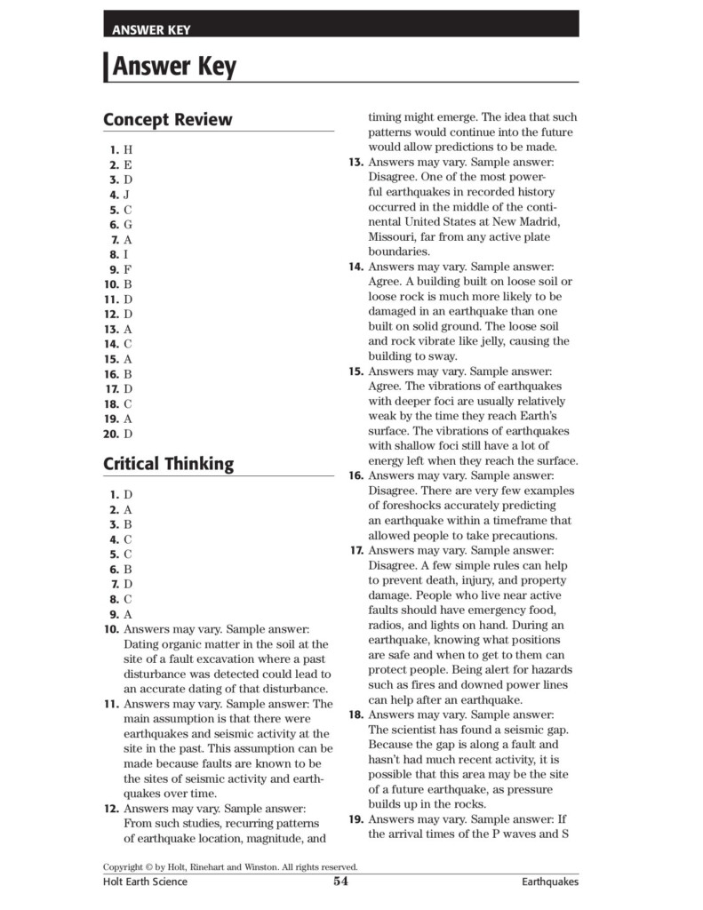 Holt Mcdougal Earth Science Answer Key The Earth Images Revimage Org