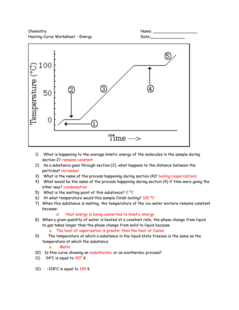 Image Result For Heating Curve Worksheet Physical Science 