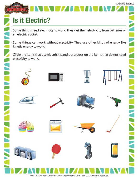 Is It Electric View Free 1st Grade Science Worksheets 1st Grade 