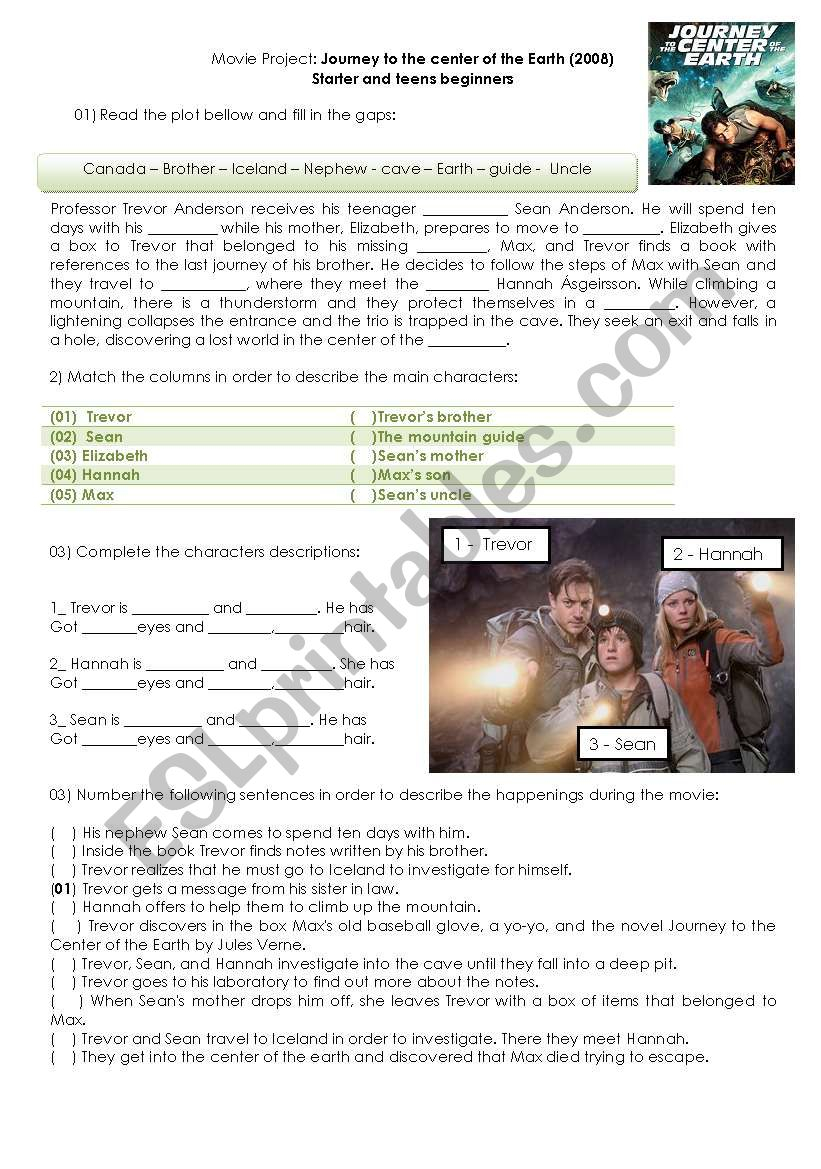 Journey To The Center Of The Earth Movie Activity ESL Worksheet By