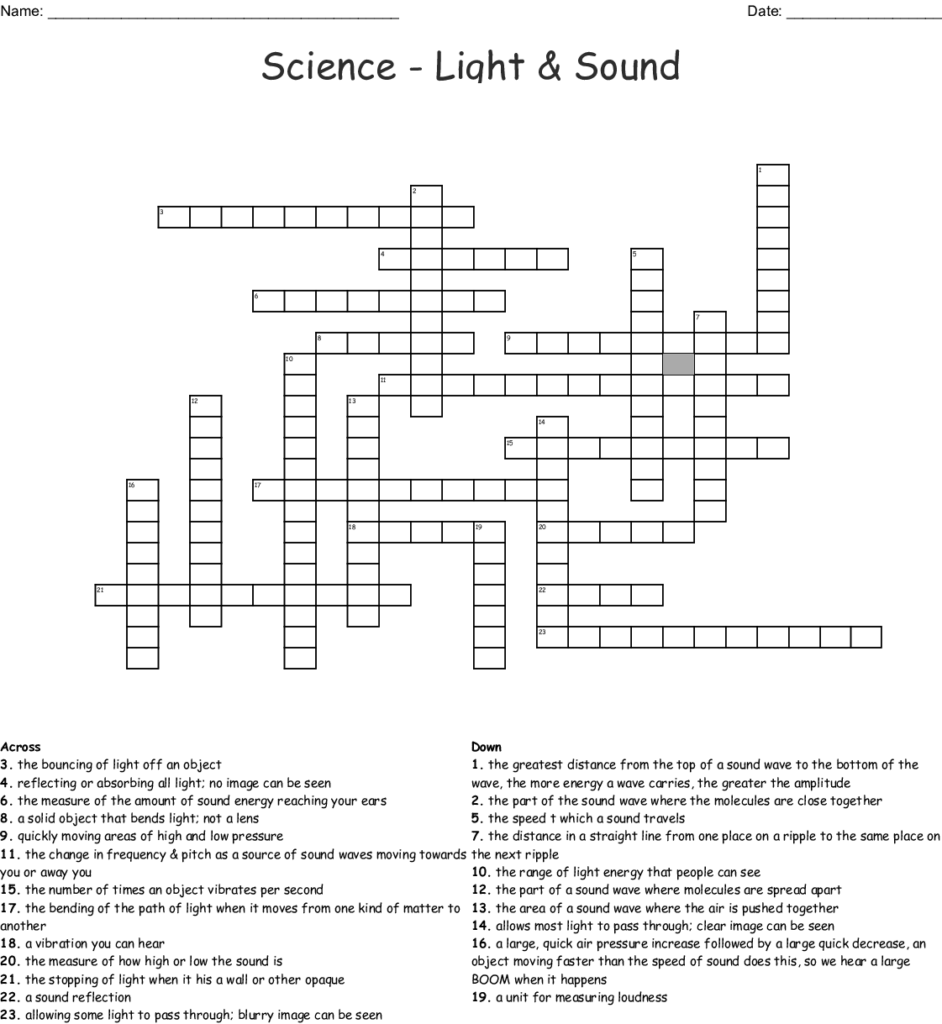 Light And Sound Worksheets For Grade 4 Free Worksheet