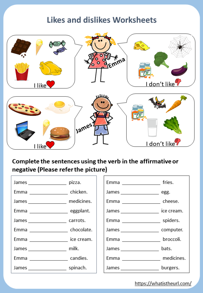 Likes And Disklikes Worksheet 2 Your Home Teacher