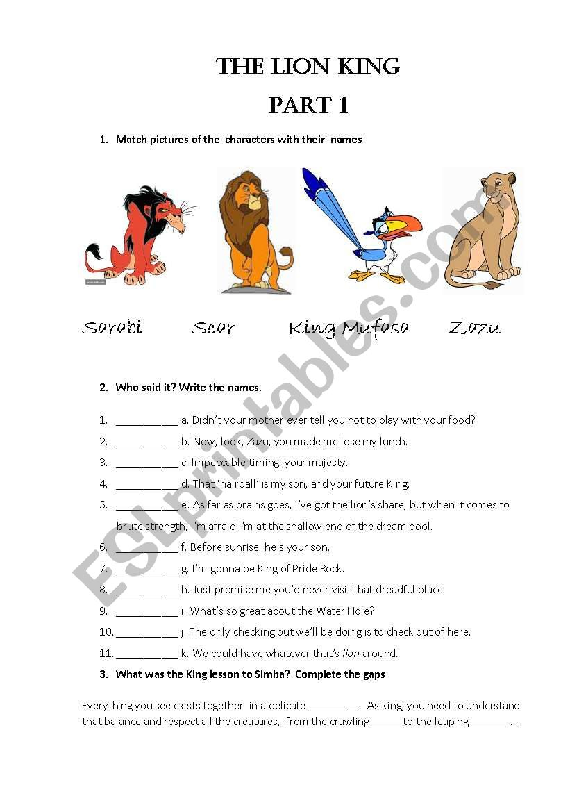 The Lion King Science Worksheet Answer Key Scienceworksheets net