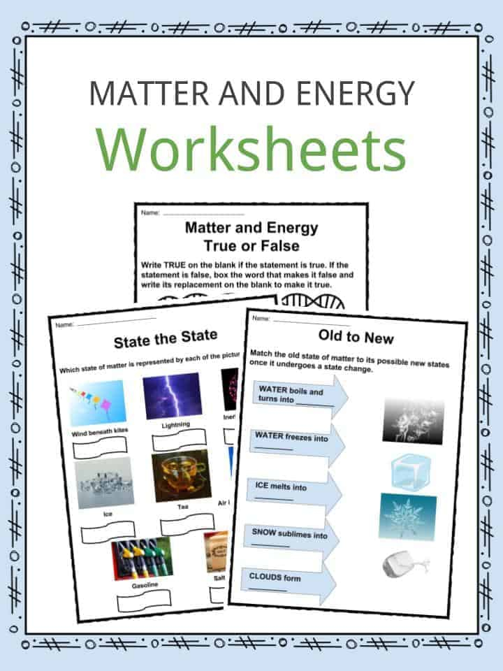 Matter And Energy Facts Worksheets Information For Kids