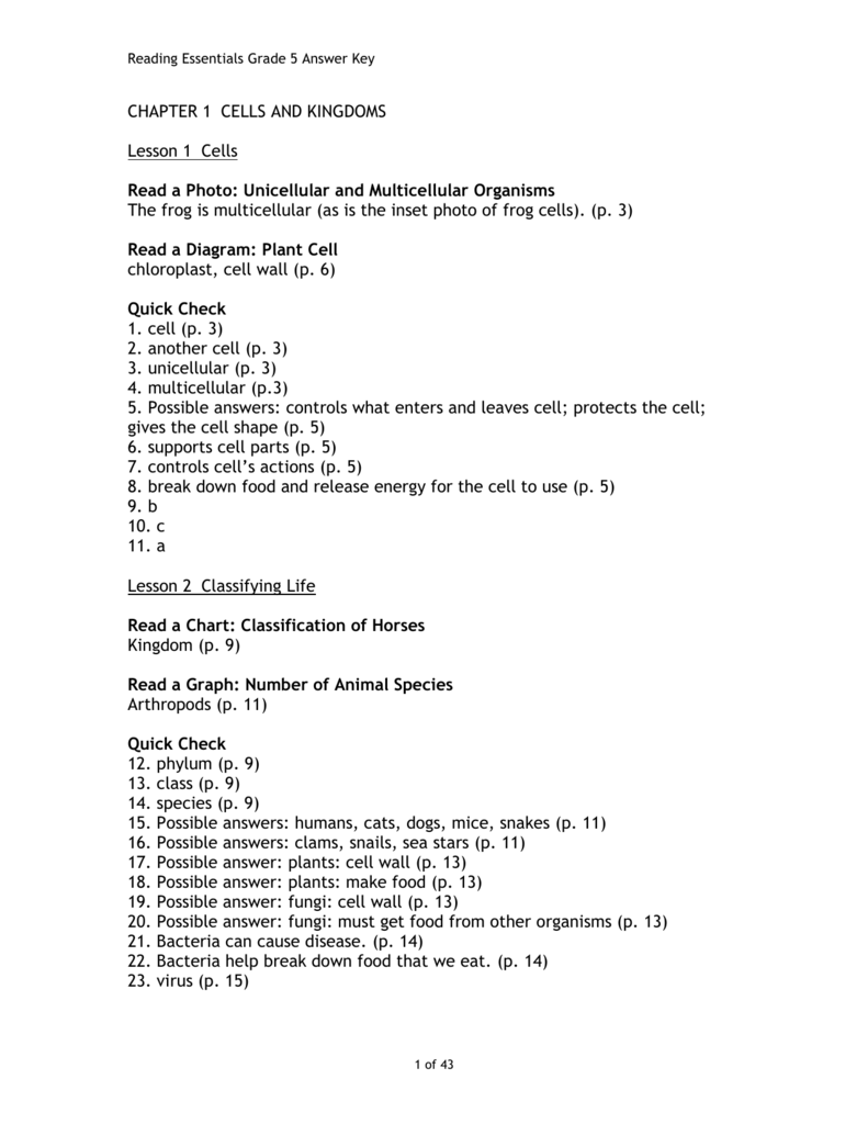 Mcgraw Hill Science Grade 7 Answer Key