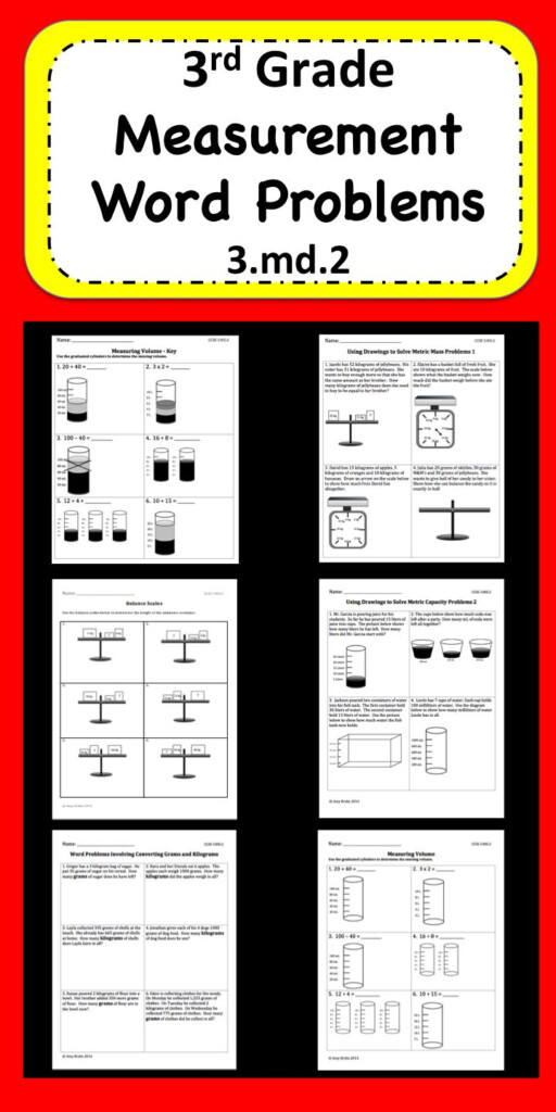 Measurement Word Problems For 3rd Grade Focusing On 3 md 2 Using 