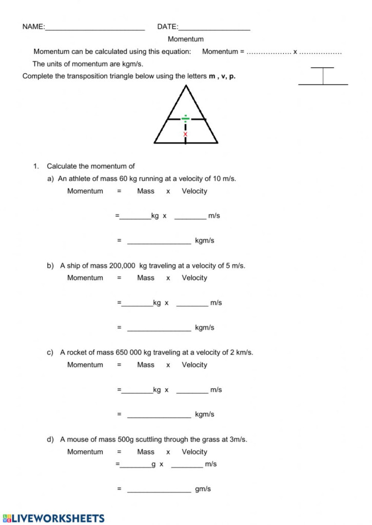 Momentum Worksheet