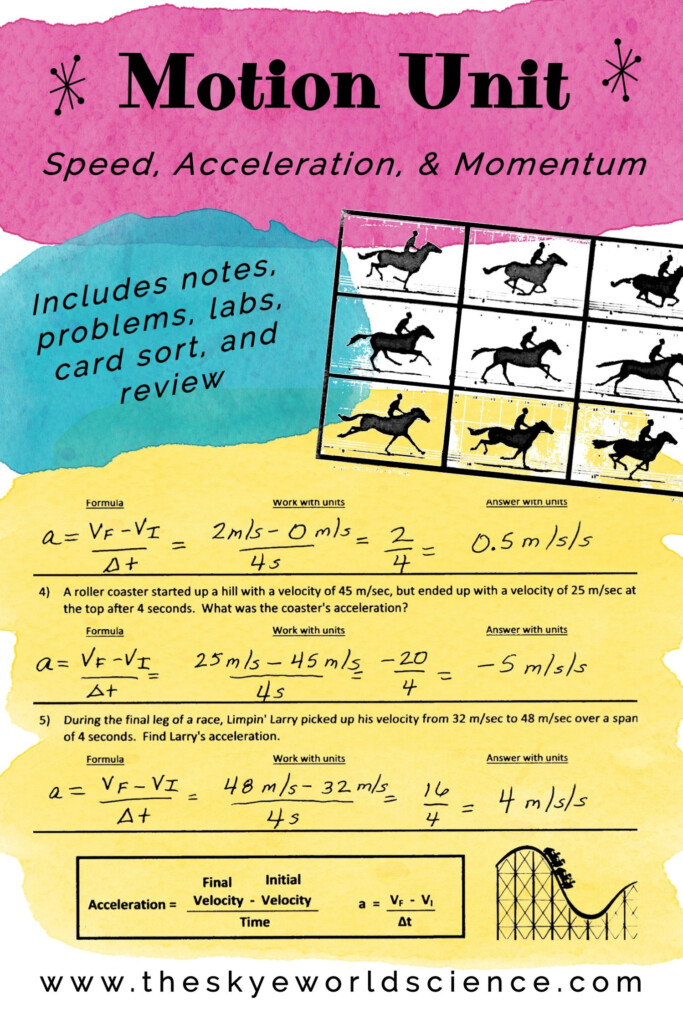 Motion Speed Acceleration And Momentum Problems And Lab Activities 