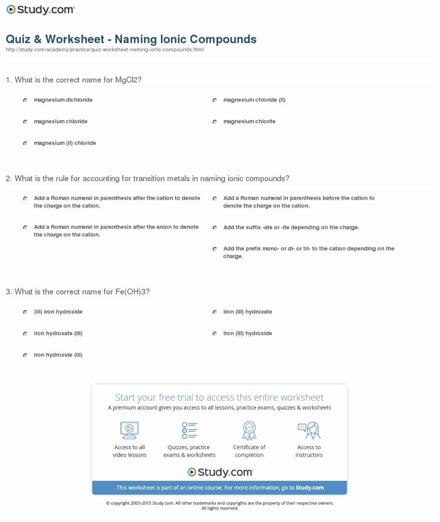 Naming Ionic Compounds Worksheet Answers Pdf WorksSheet List