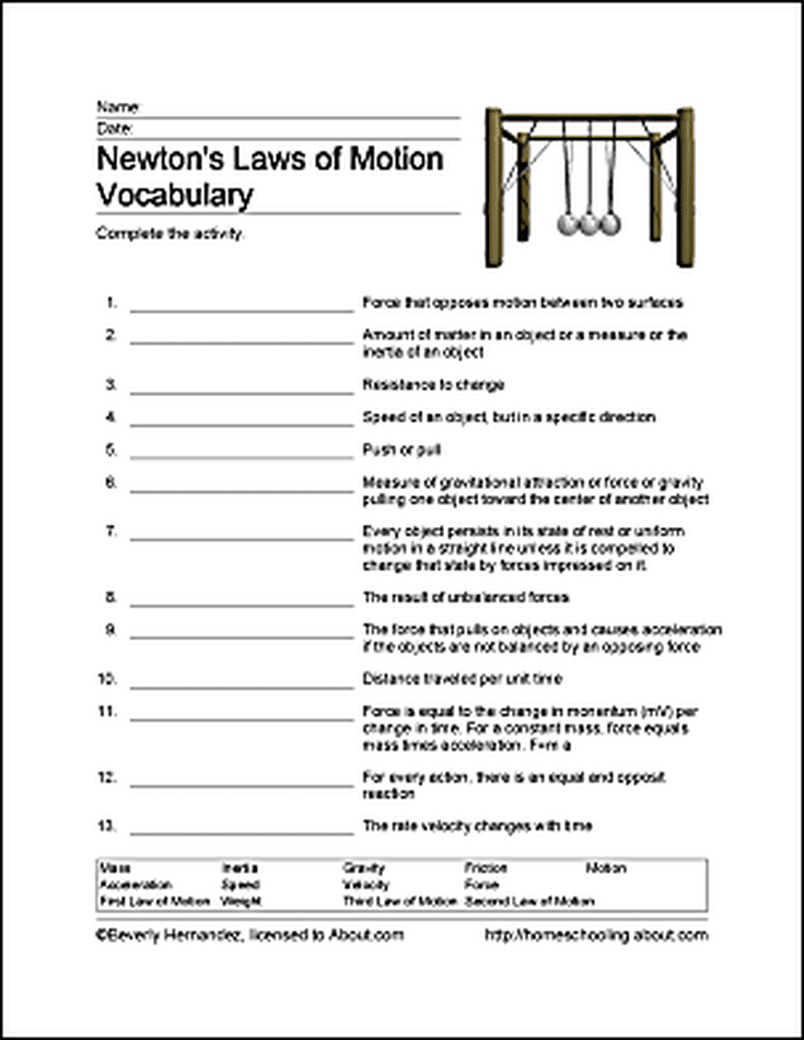 Newton S 2nd Law Of Motion Worksheet Answer Key Thekidsworksheet