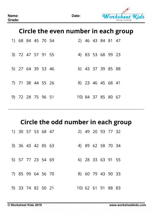Odd And Even Numbers Worksheets 3rd Grade Worksheets Master