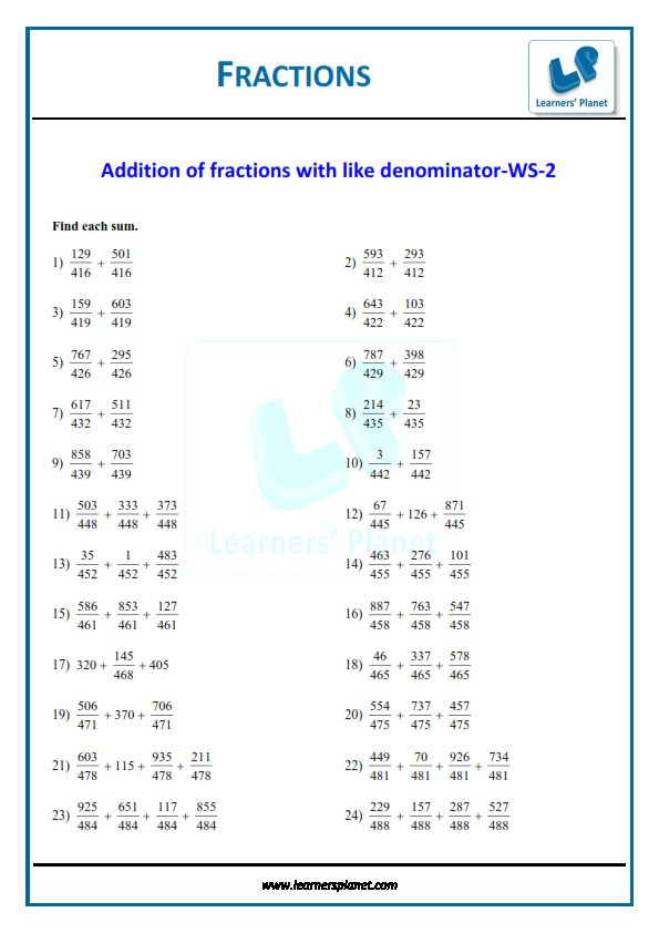 Online 6th Class Interactive Quiz Fractions Worksheets Tests Papers 