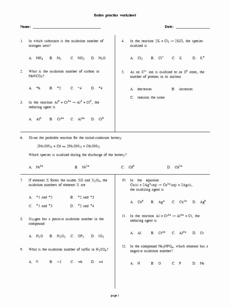 Oxidation Reduction Worksheet Answers Elegant Worksheet Oxidation 