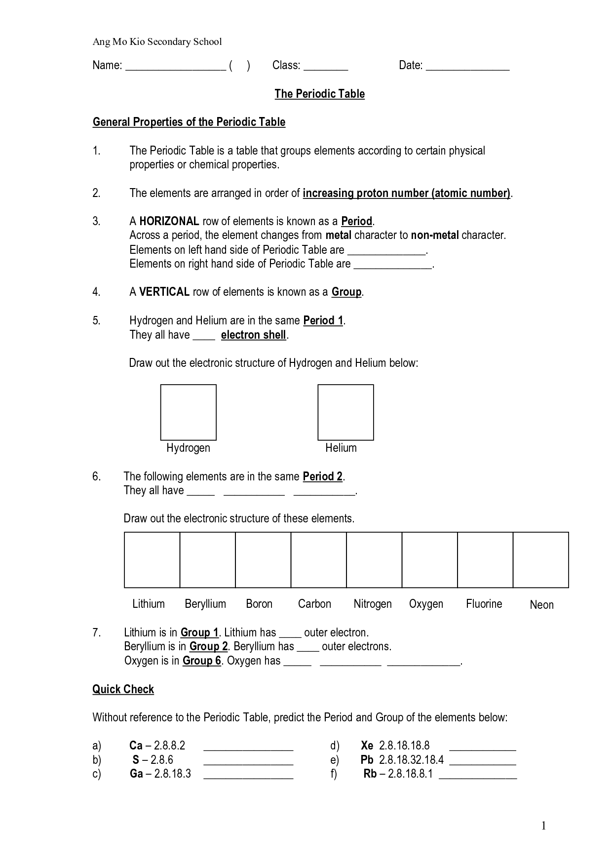 Periodic Table Worksheet High School Google Search Chemistry