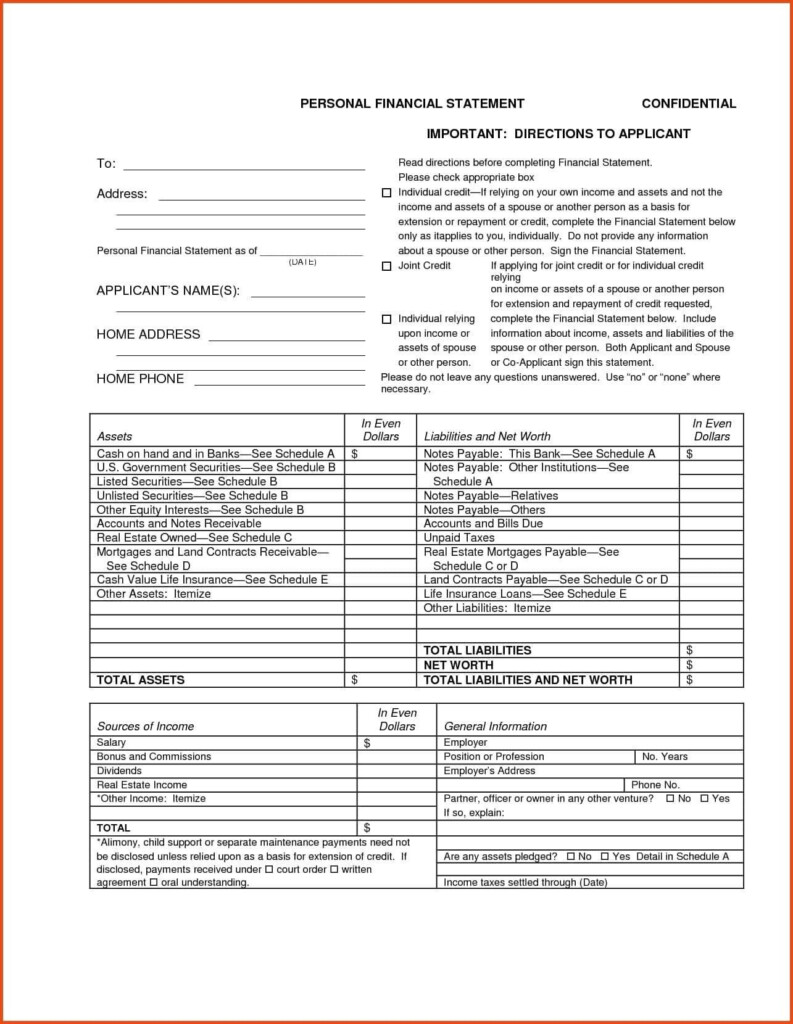 Personal Assets And Liabilities Worksheet Excel Printable Worksheet 