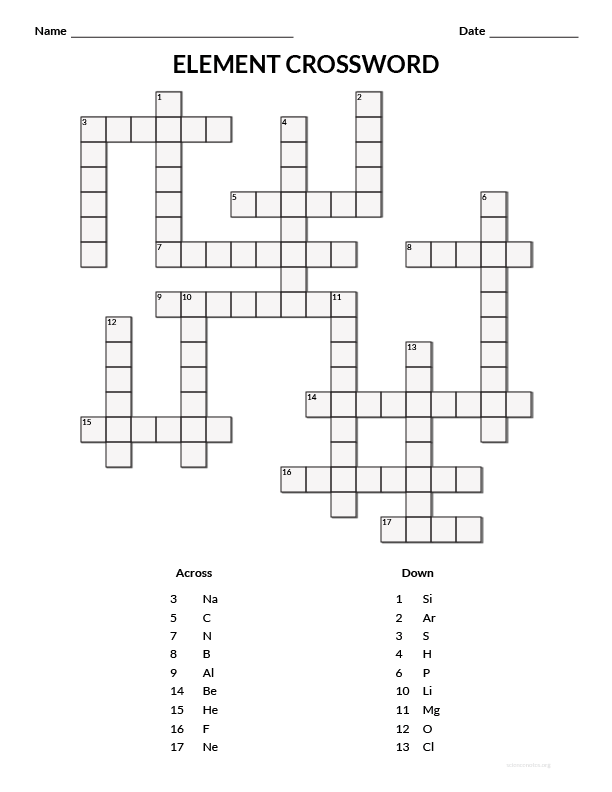 Physical Science Crossword Puzzle Physics