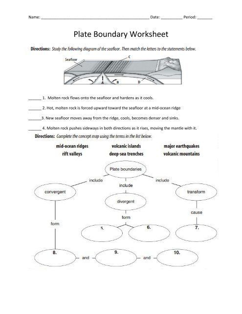 Plate Boundary Worksheet Answers Plate Boundary Worksheet In 2020