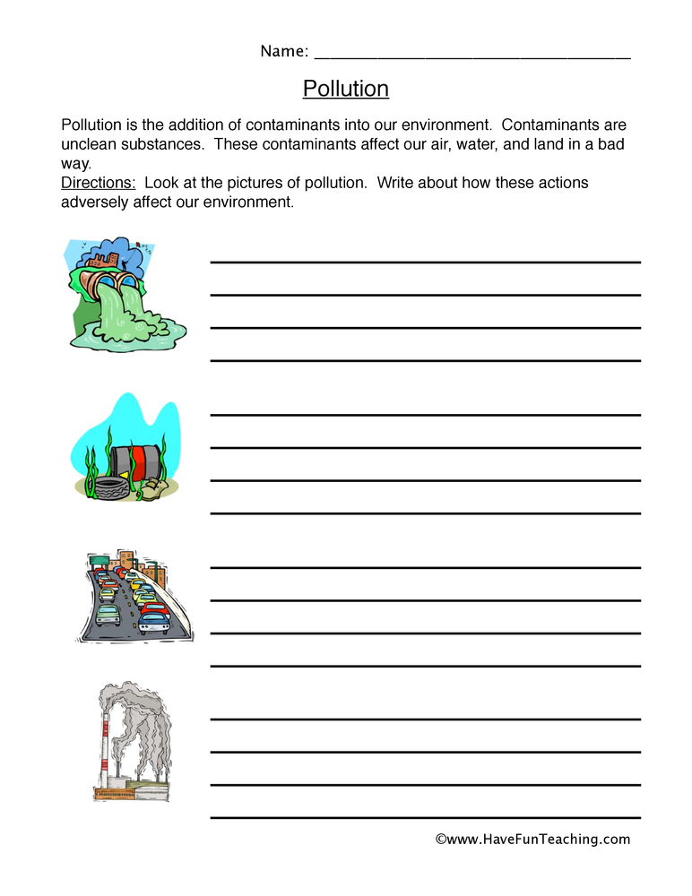 Pollution Worksheet