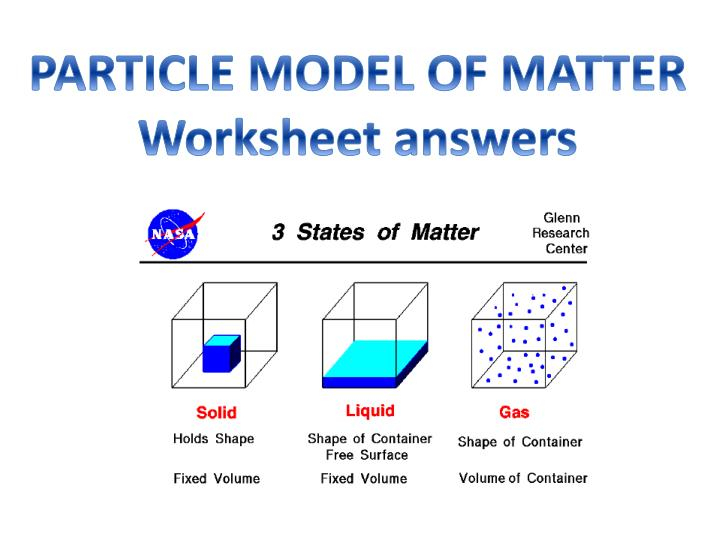 PPT PARTICLE MODEL OF MATTER Worksheet Answers PowerPoint 