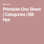 Printable One Sheet Categories Bill Nye Bill Nye Science Guy Nye