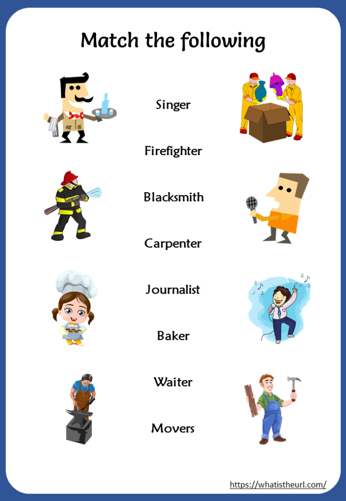 Printable people and jobs match worksheet Your Home Teacher