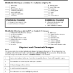 Proficiency Worksheet Physical And Chemical Changes Chemical And