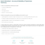 Quiz Worksheet Accuracy Reliability Of Eyewitness Testimony