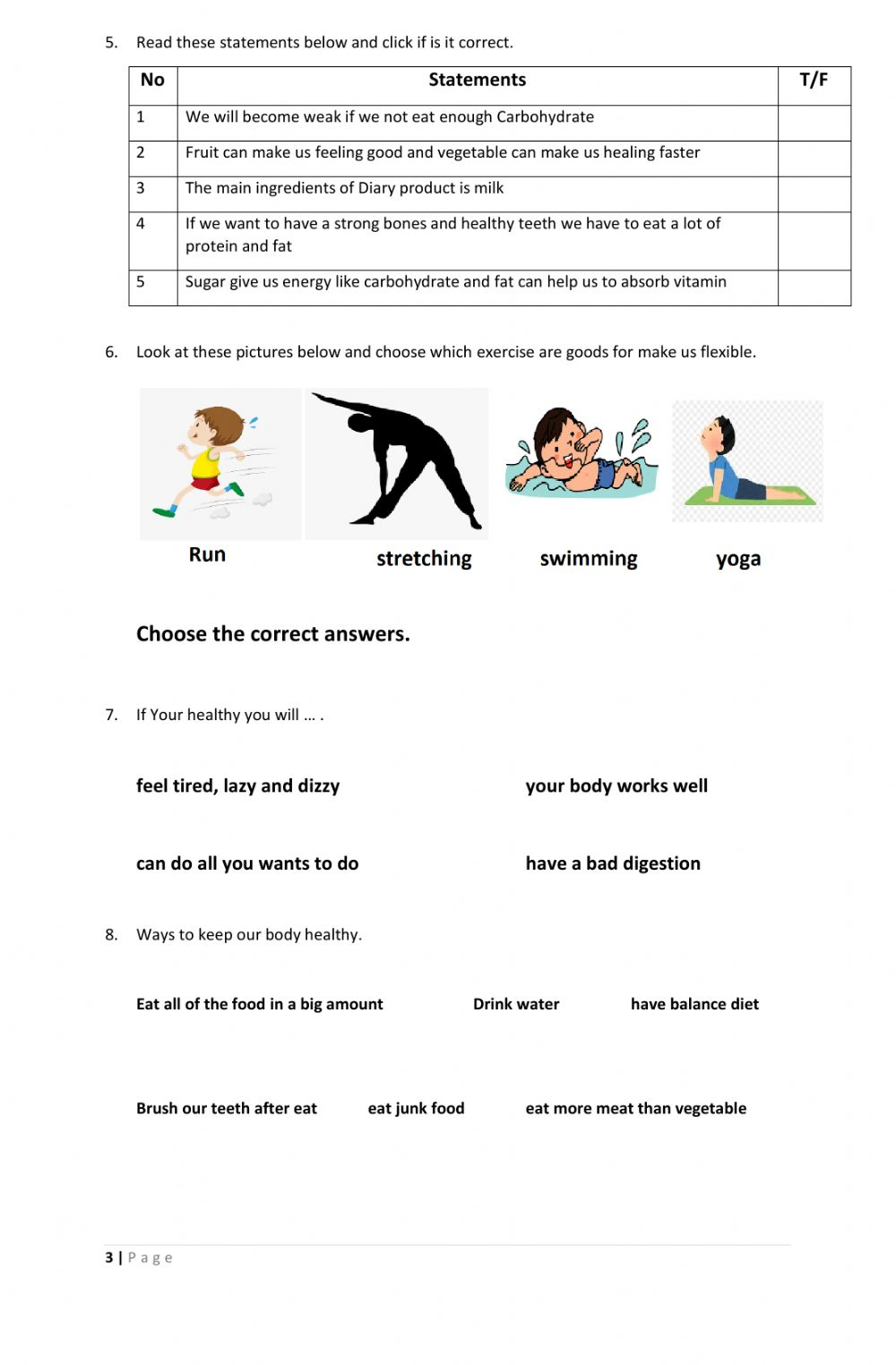 Review Science Keep Healthy Worksheet