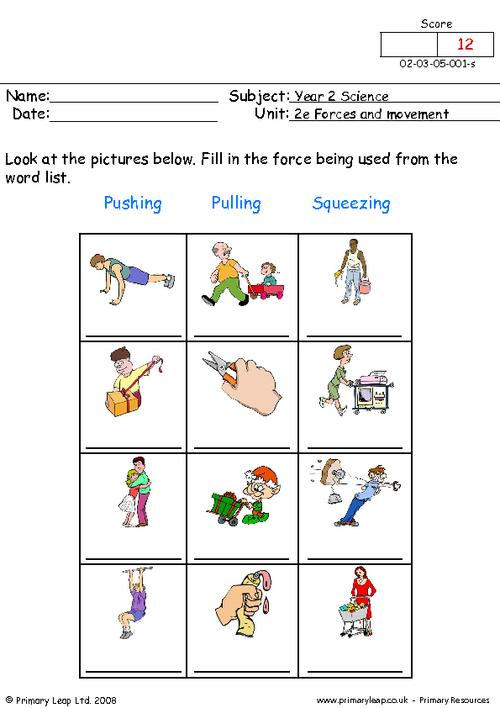 Science Pushing Pulling And Squeezing 1 Worksheet PrimaryLeap co uk