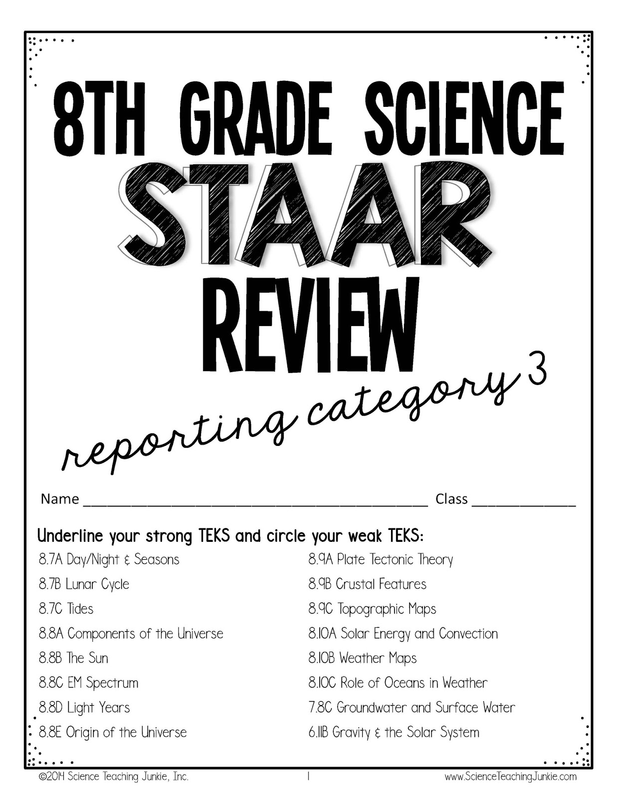 Science Teaching Junkie Inc 8th Grade Science STAAR Review