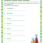 Science Vocab Word Jumble View Science Worksheets 6th Grade SoD