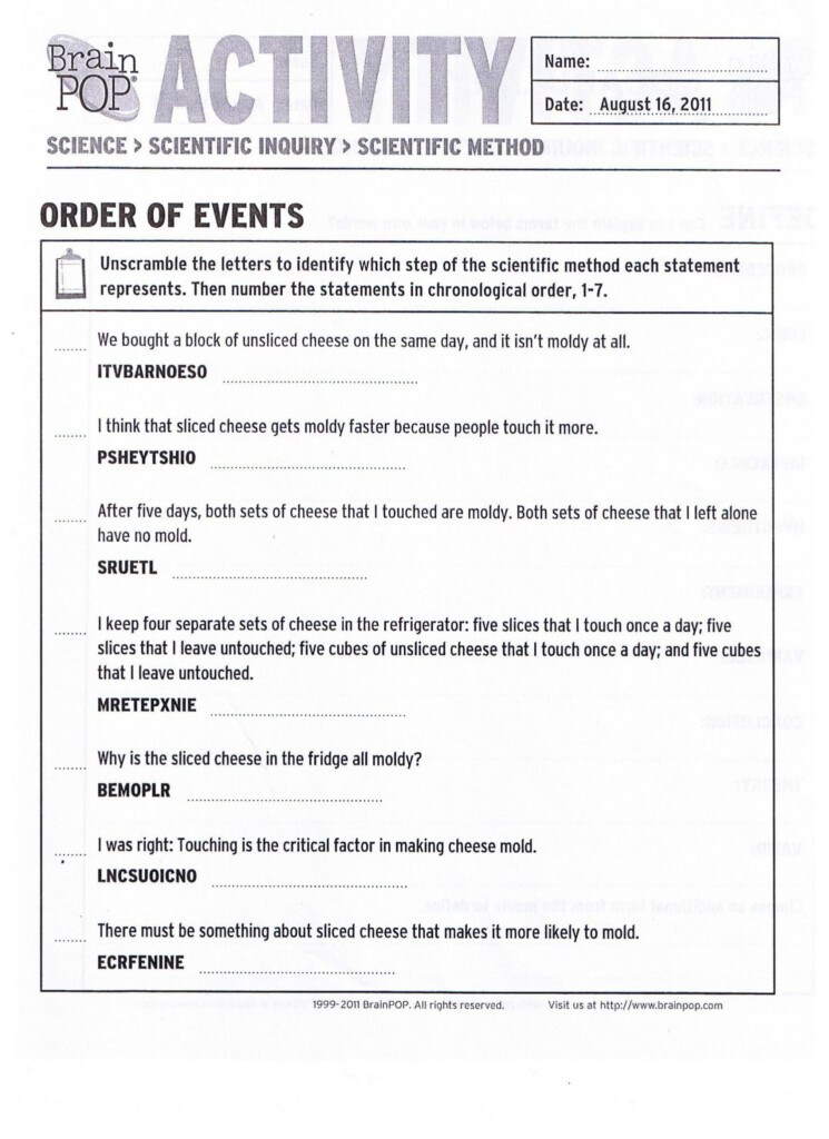 Scientific Method Worksheet Answer Key