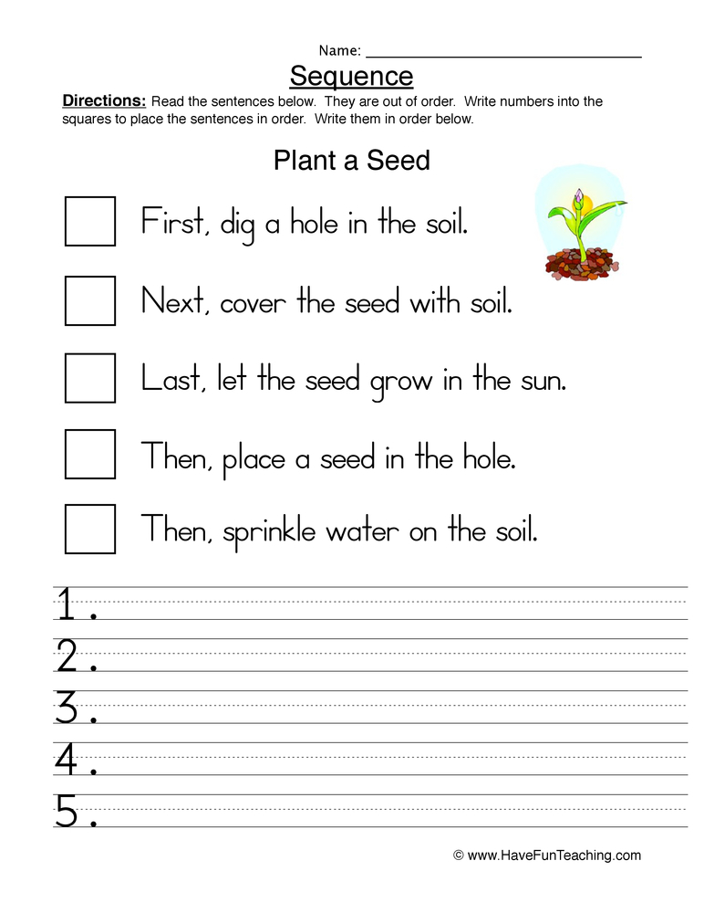 Sequence Worksheet 5 Have Fun Teaching