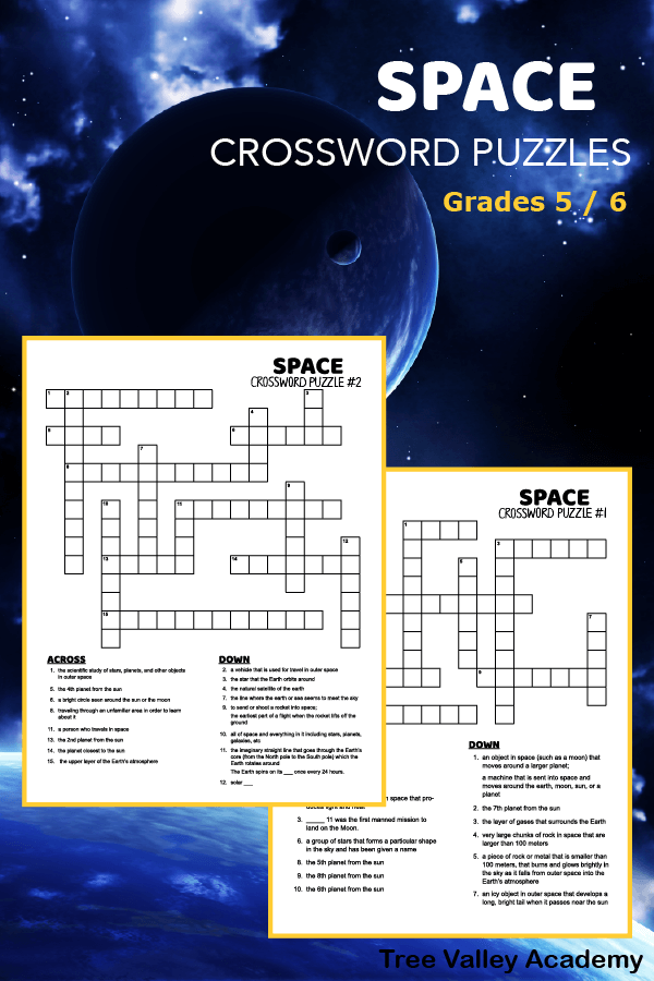 Space Themed Crossword Puzzles Grades 5 6