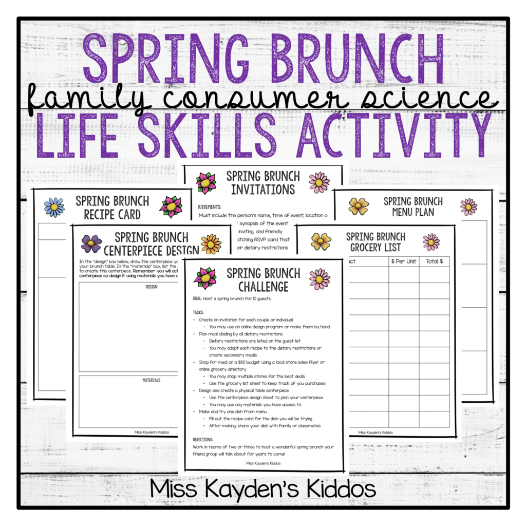 Spring Brunch Family Consumer Science Life Skills Activity Middle 