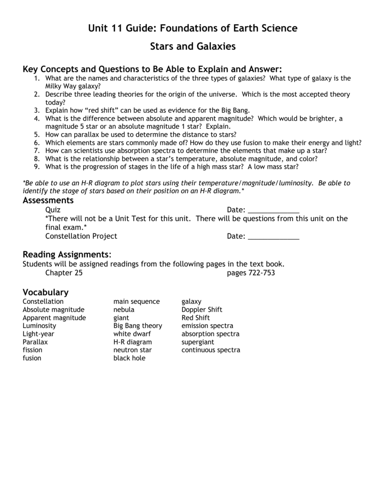 Stars And Galaxies Worksheet Answers Nidecmege