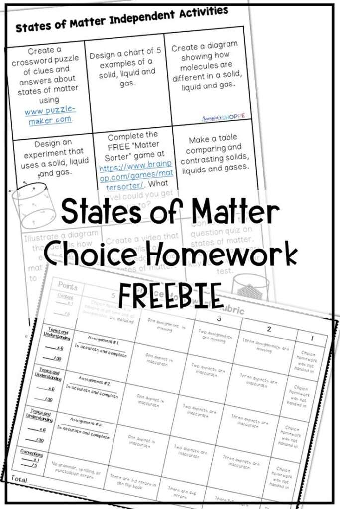 States Of Matter Choice Activity Sheet Great For Homework Or Review 