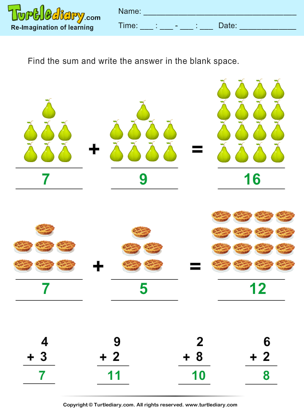 Thanksgiving Addition Worksheet Turtle Diary