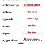 Thanksgiving Scramble Harvest Worksheet Turtle Diary